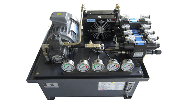 a hydraulic station consists of a hydraulic pump, solenoid valves, etc